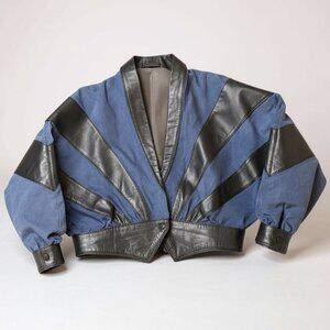VINTAGE 1980's BATWING LEATHER & ULTRASUEDE JACKET WITH "YSL" LINING